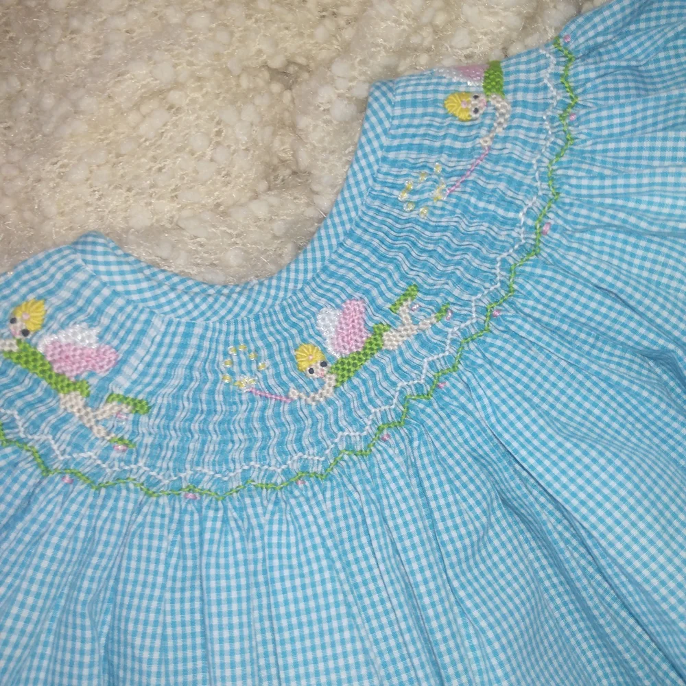 Blue Gingham Kids Casual Dress - Picture 3 of 6